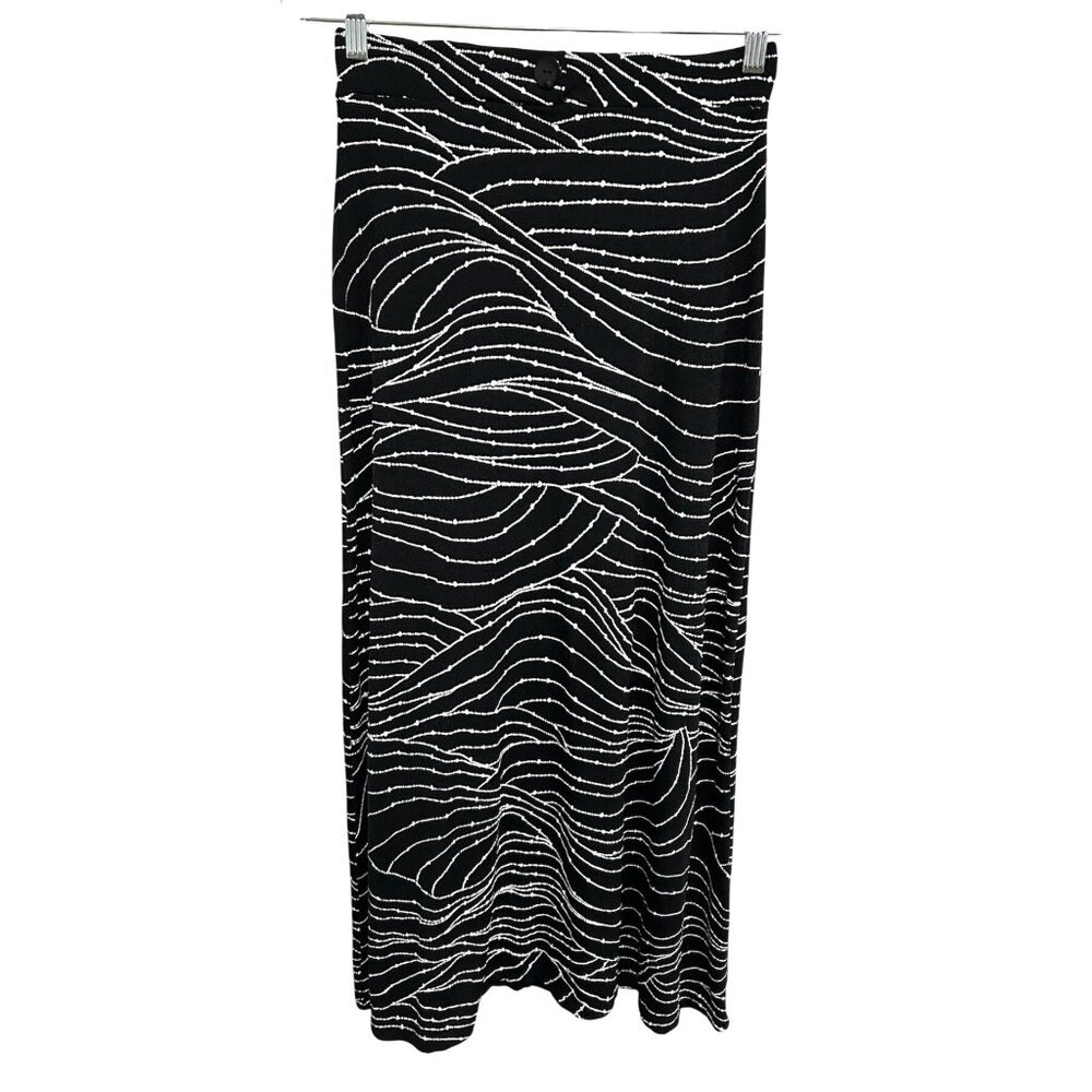 Susan Lawrence Black White Patterned Maxi Pencil Skirt Sz Medium